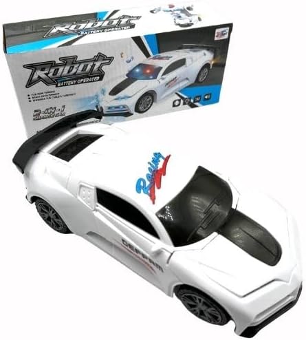 Battery Operated Robot Toy Car, White and Black, Defpam Robot